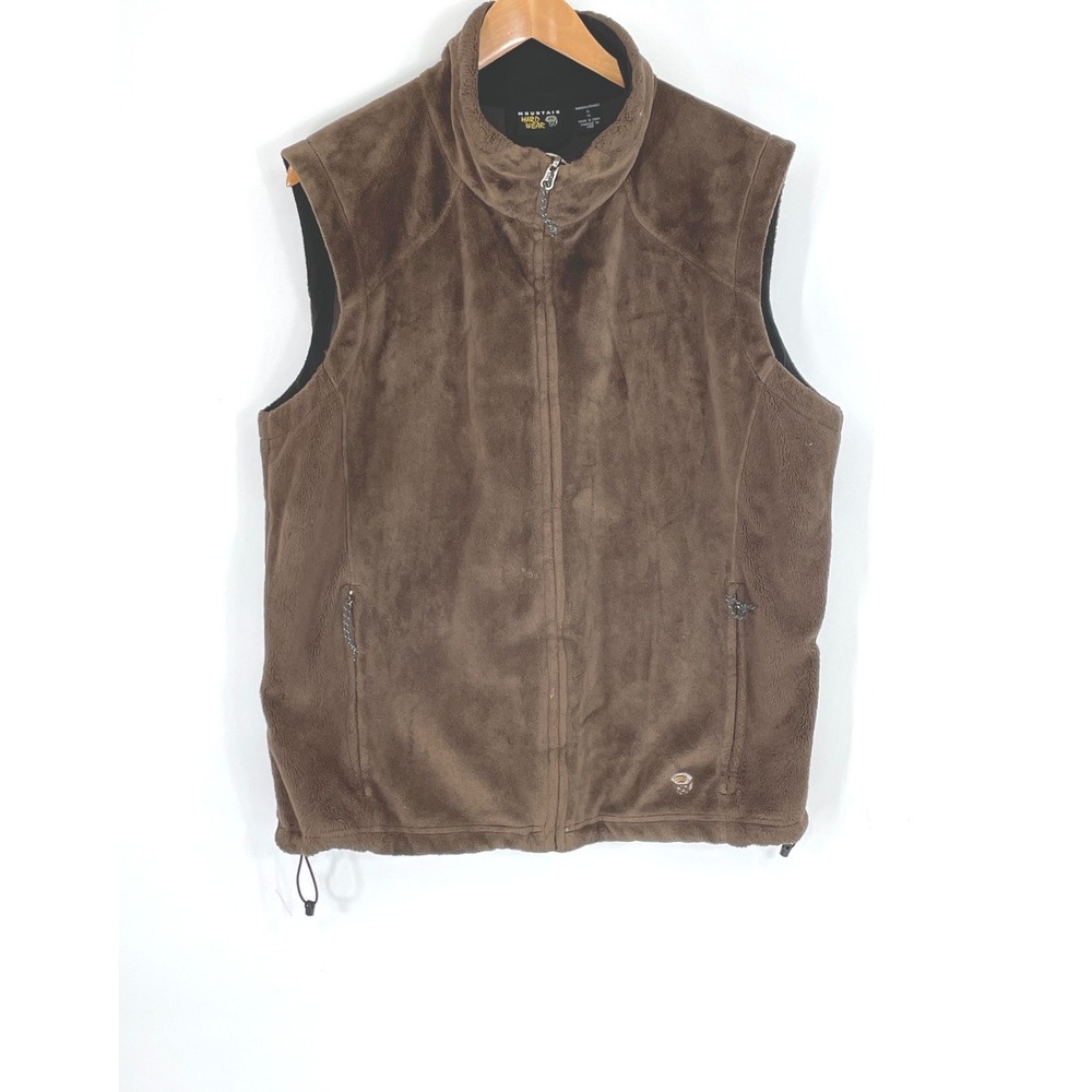Mountain Hardwear Womens Vest XL Fleece Brown Monkey Man Full Zip Soft